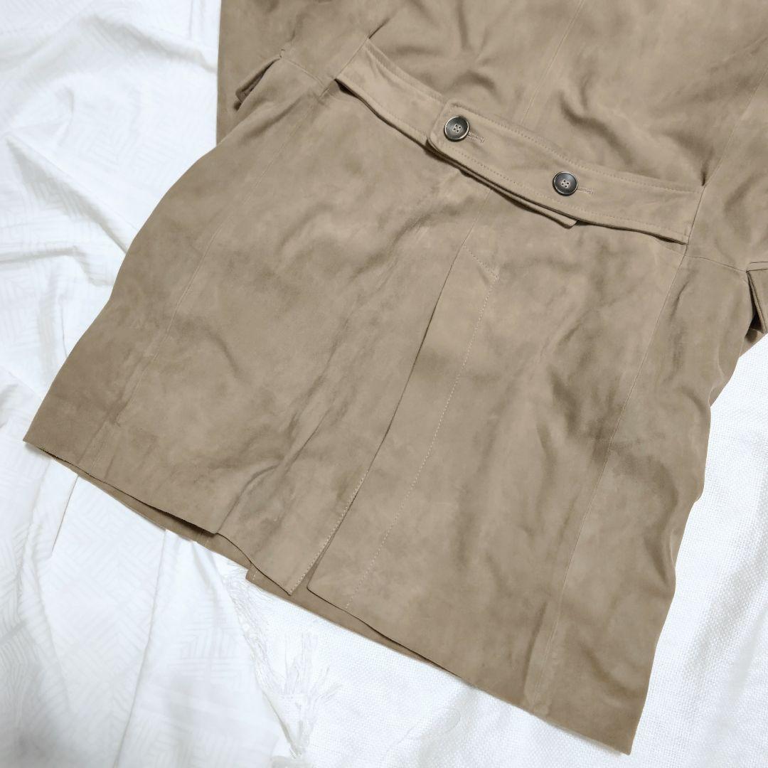 エンメティEMMETIゴートスキンレザーやぎ革ダブルチェスタートレンチコート46