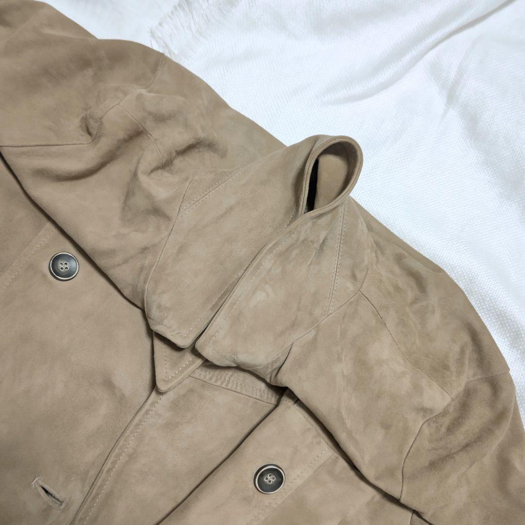 エンメティEMMETIゴートスキンレザーやぎ革ダブルチェスタートレンチコート46