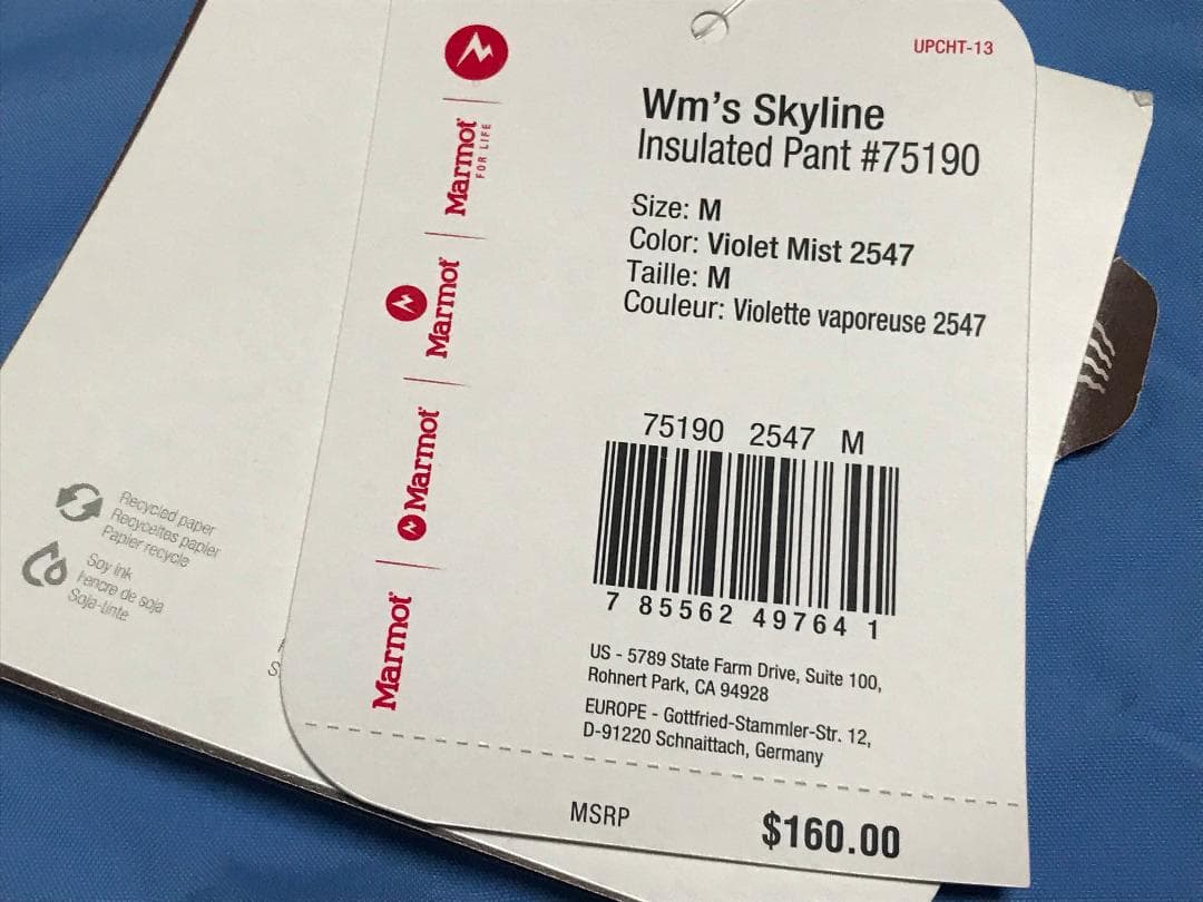 マーモット インサレート スノーパンツ W's M 水色 ブルー Marmot