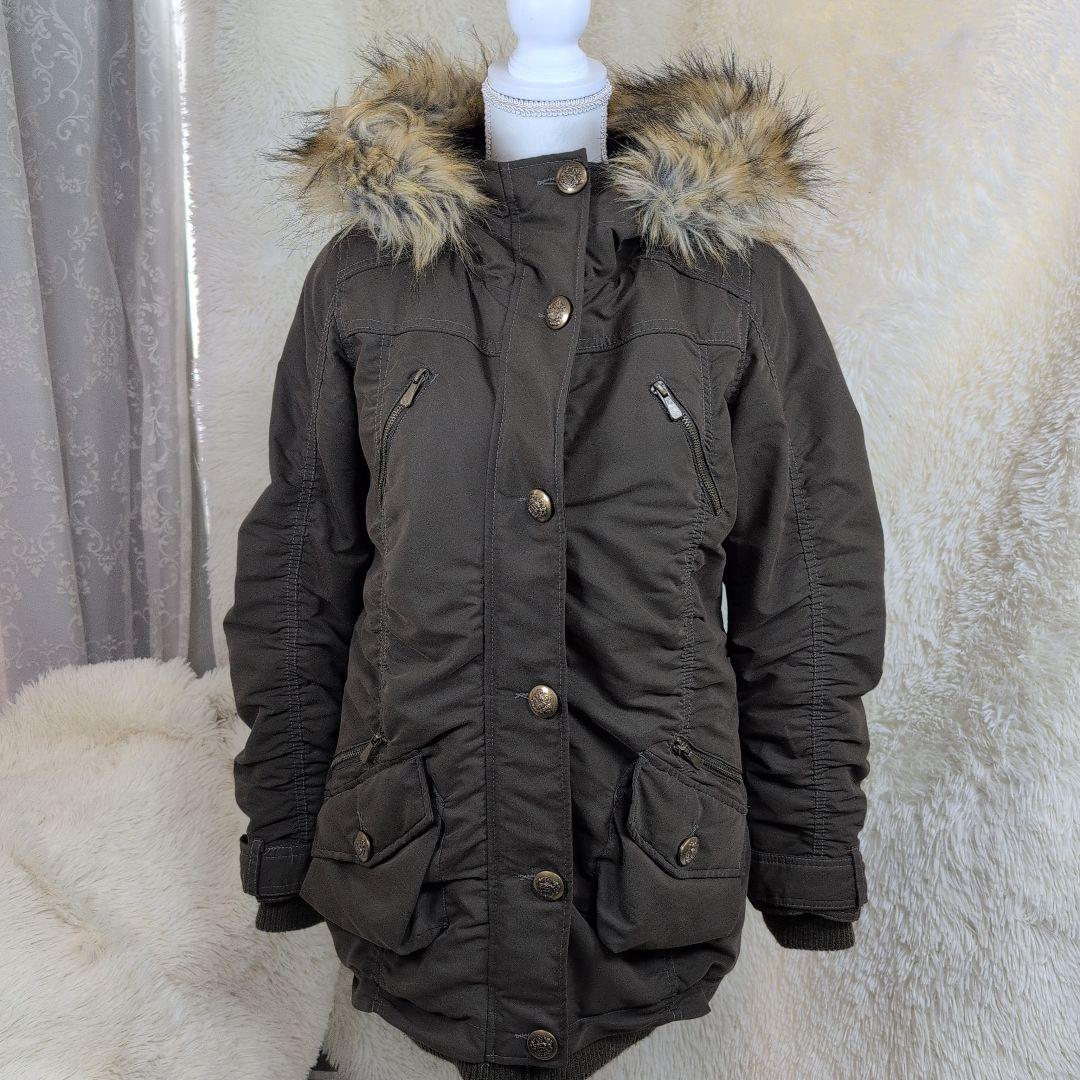 鬼ファー 平成初期 平成ギャル ミリタリージャケット モッズコート 金ボタン