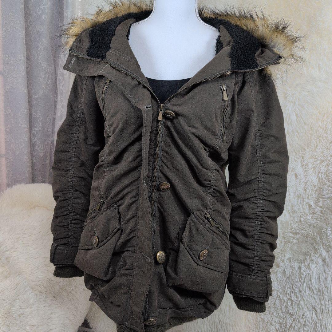 鬼ファー 平成初期 平成ギャル ミリタリージャケット モッズコート 金ボタン