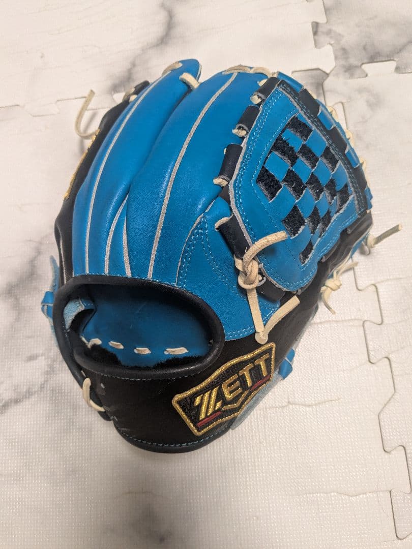 ZETT 軟式グローブ 青/黒 チェック模様