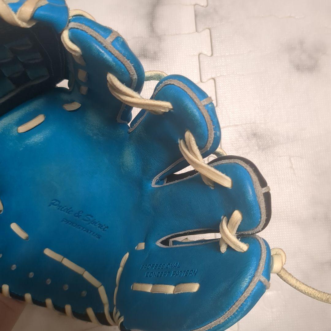 ZETT 軟式グローブ 青/黒 チェック模様