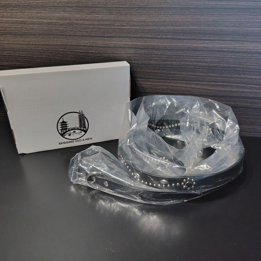 クロス銀□本革レザーフルスタッズナローベルト☆シルバーヴィンテージ