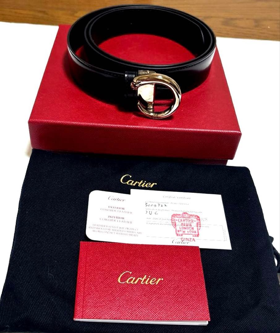【新品未使用】Cartier カルティエ　パンテール　ブラックレザー ベルト