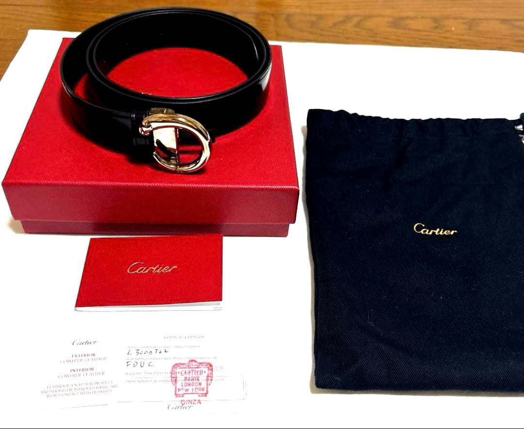 【新品未使用】Cartier カルティエ　パンテール　ブラックレザー ベルト
