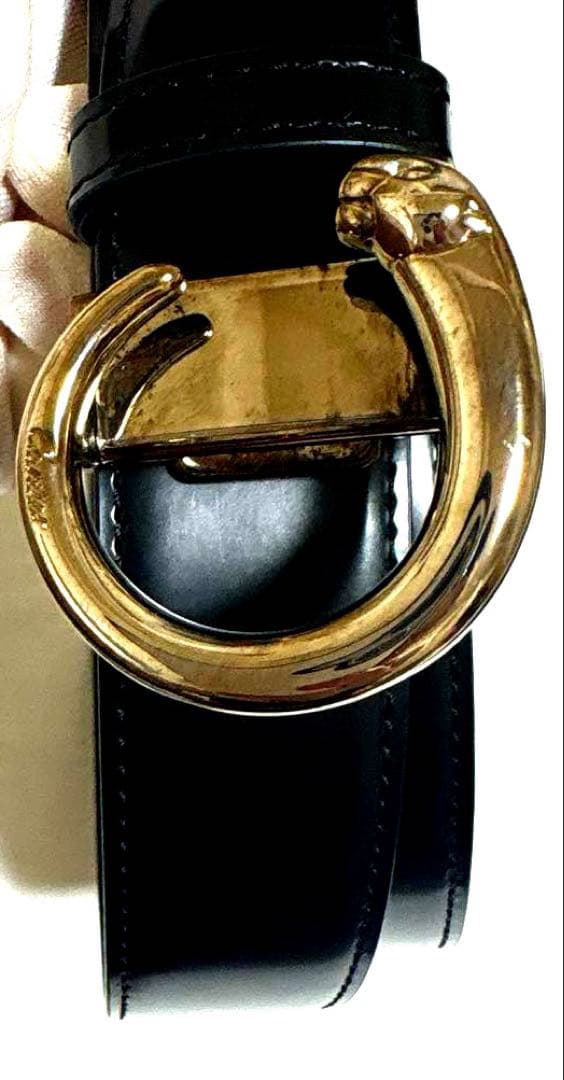 【新品未使用】Cartier カルティエ　パンテール　ブラックレザー ベルト