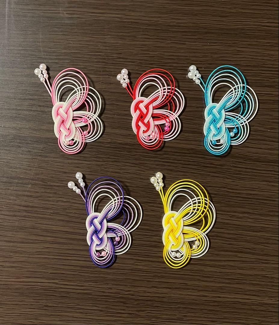 絹巻水引パーツ 蝶5本取り(大) 在庫セール中