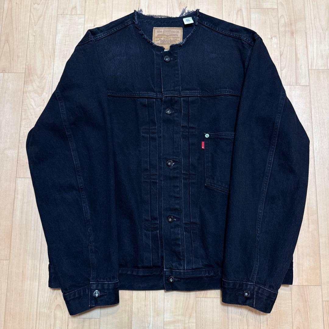 リーバイス エディフィス 別注 Type 1 デニムジャケット ノーカラー 黒