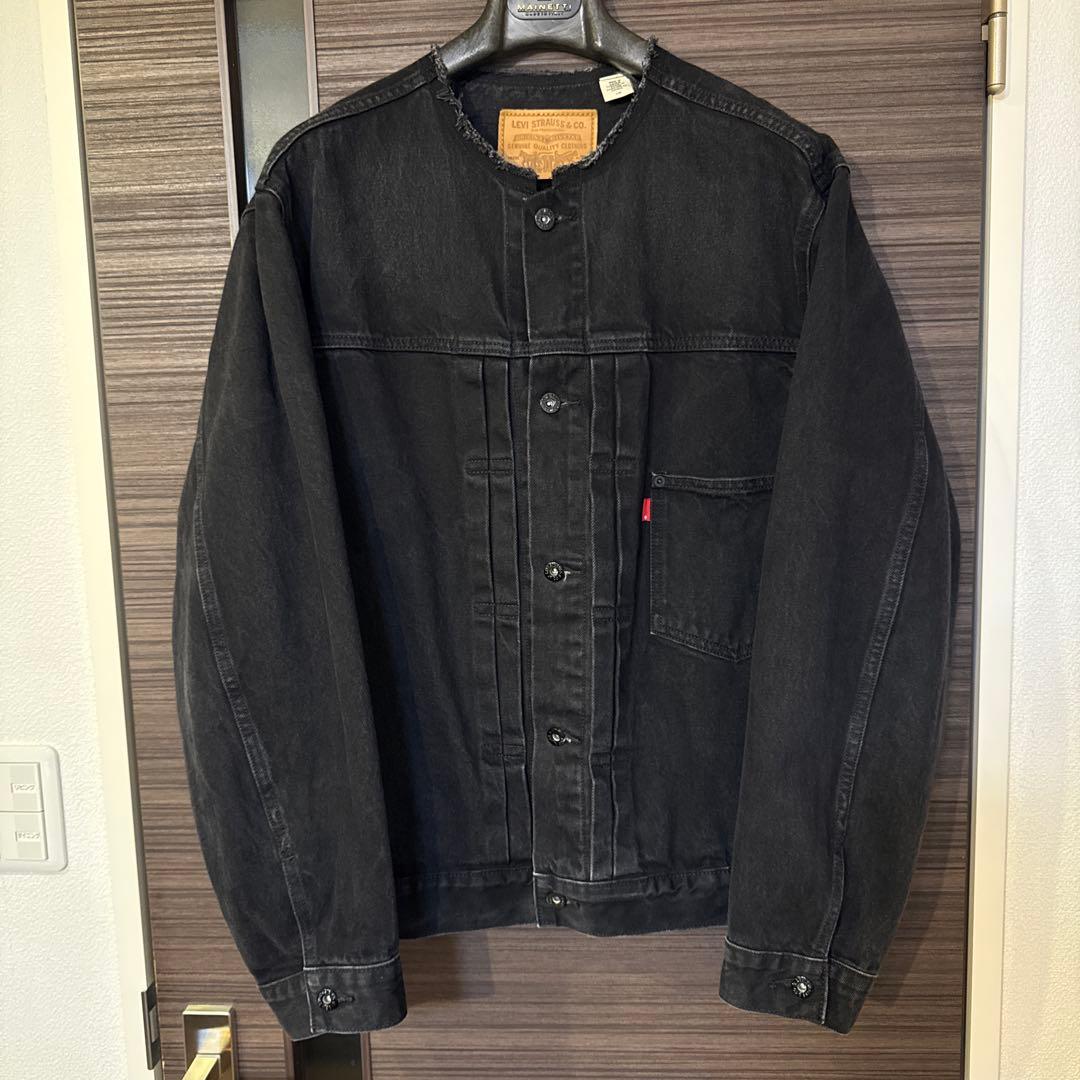 リーバイス エディフィス 別注 Type 1 デニムジャケット ノーカラー 黒