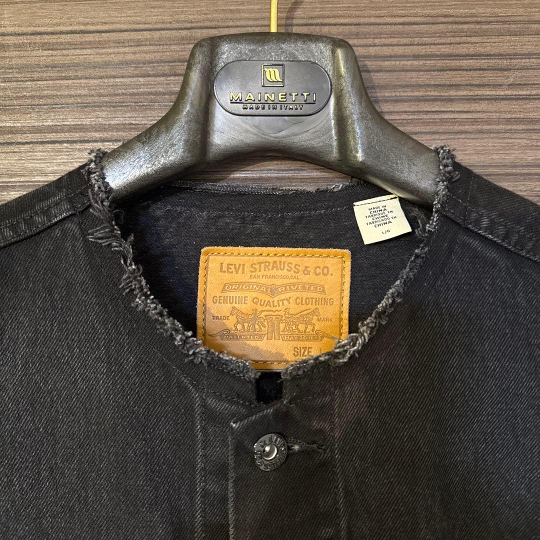 リーバイス エディフィス 別注 Type 1 デニムジャケット ノーカラー 黒