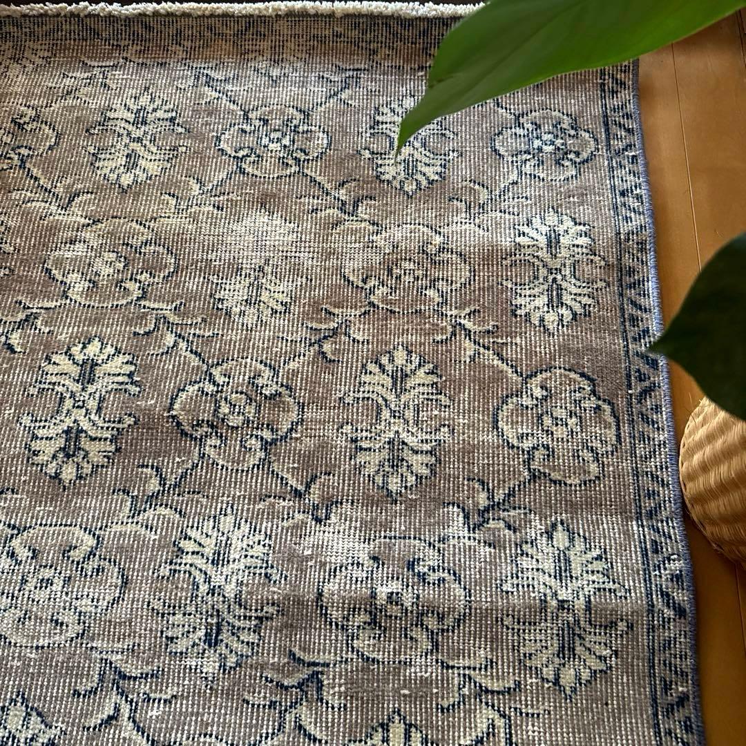 超大判162×282レアボタニカル紋章 グレージュ　トルコヴィンテージラグ