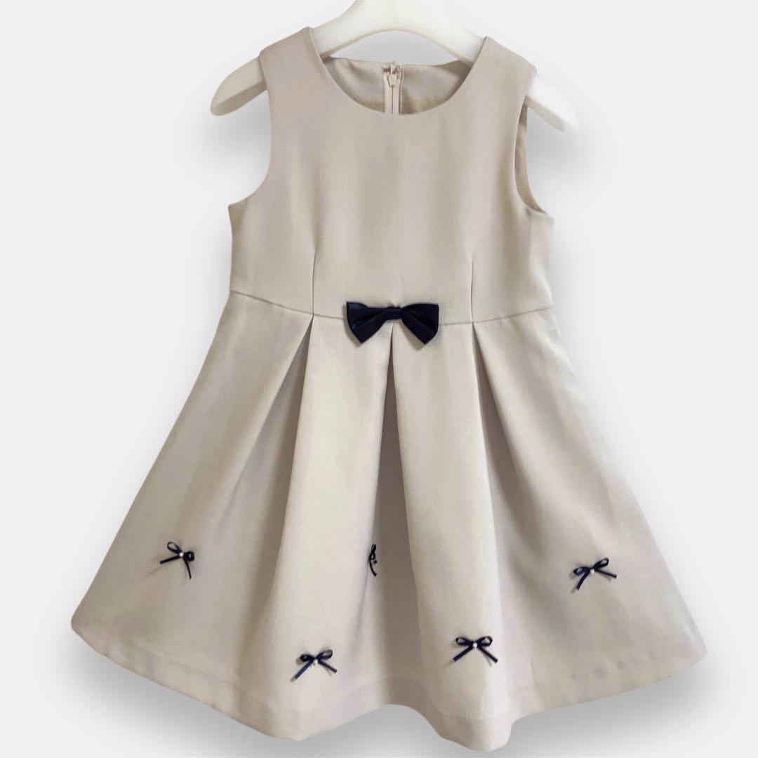 110size ベージュ×ネイビー セレモニー 入学 卒園 発表会 フォーマル