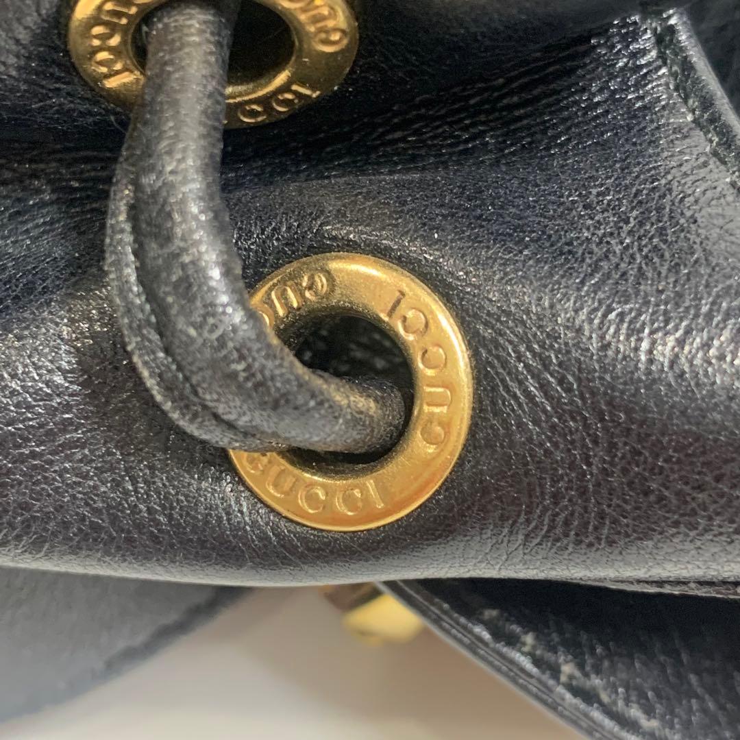 オールドグッチ GUCCI バンブー リュック バッグパック レザー 黒