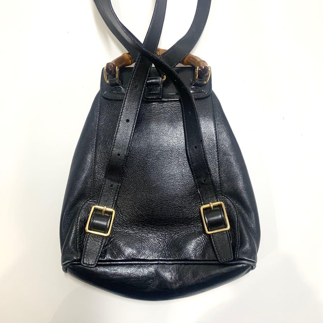 オールドグッチ GUCCI バンブー リュック バッグパック レザー 黒