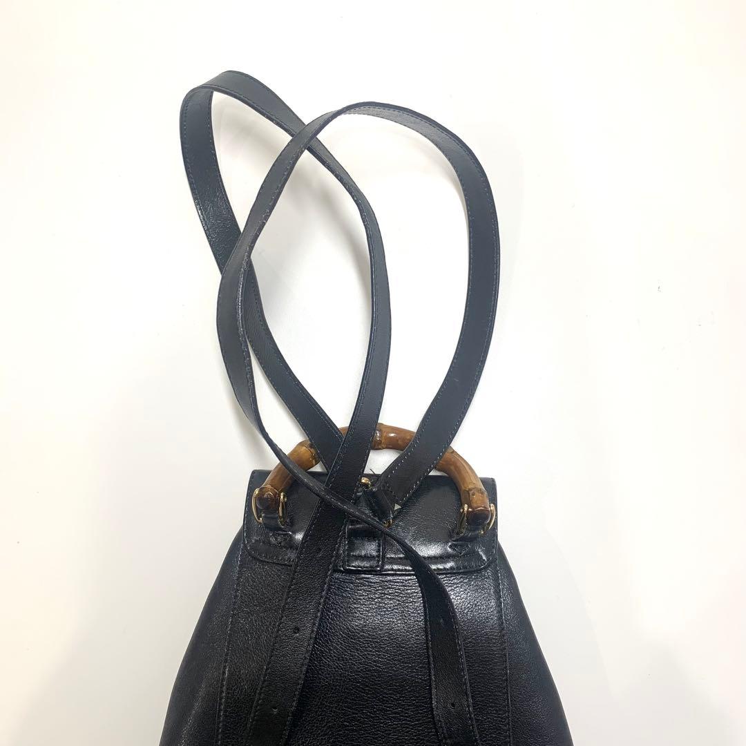 オールドグッチ GUCCI バンブー リュック バッグパック レザー 黒
