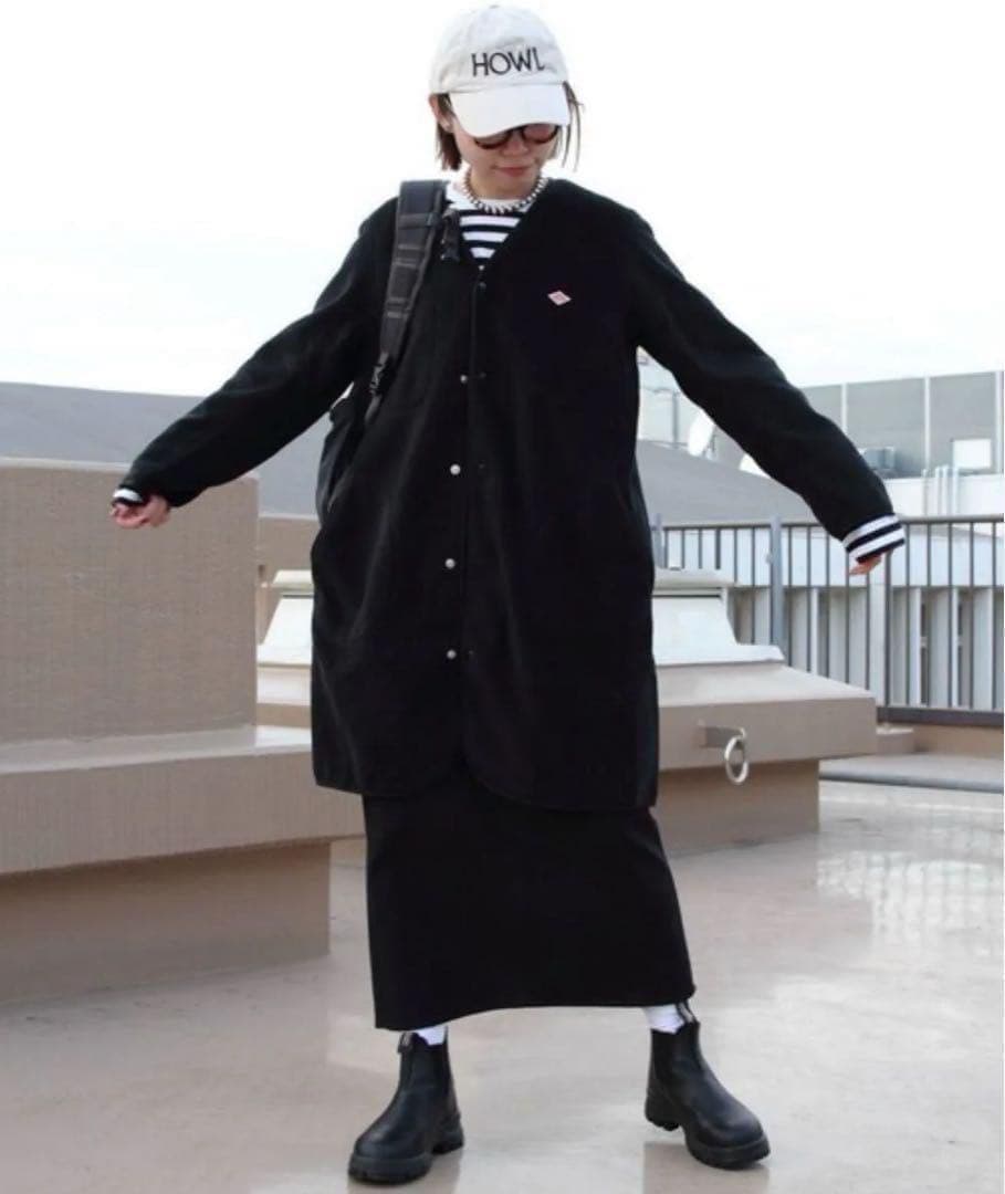 新品 Dantonダントン フリースカラーレスコート ブラック　38