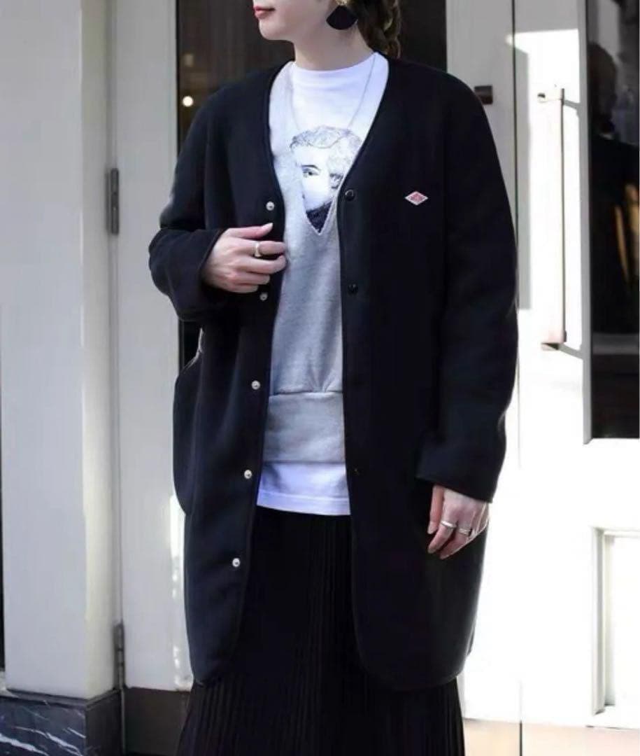 新品 Dantonダントン フリースカラーレスコート ブラック　38