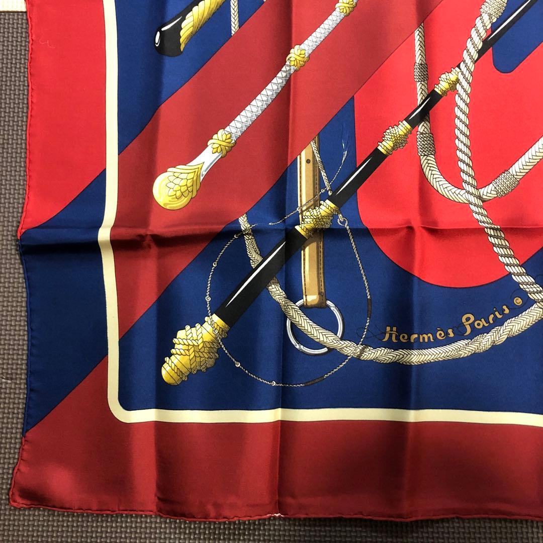 エルメス　カレ90 赤、紺　バンダナ　スカーフ