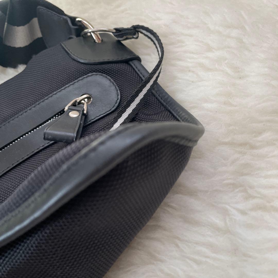 BALLY バリー ショルダーバッグ サコッシュ キャンバス×レザー ブラック