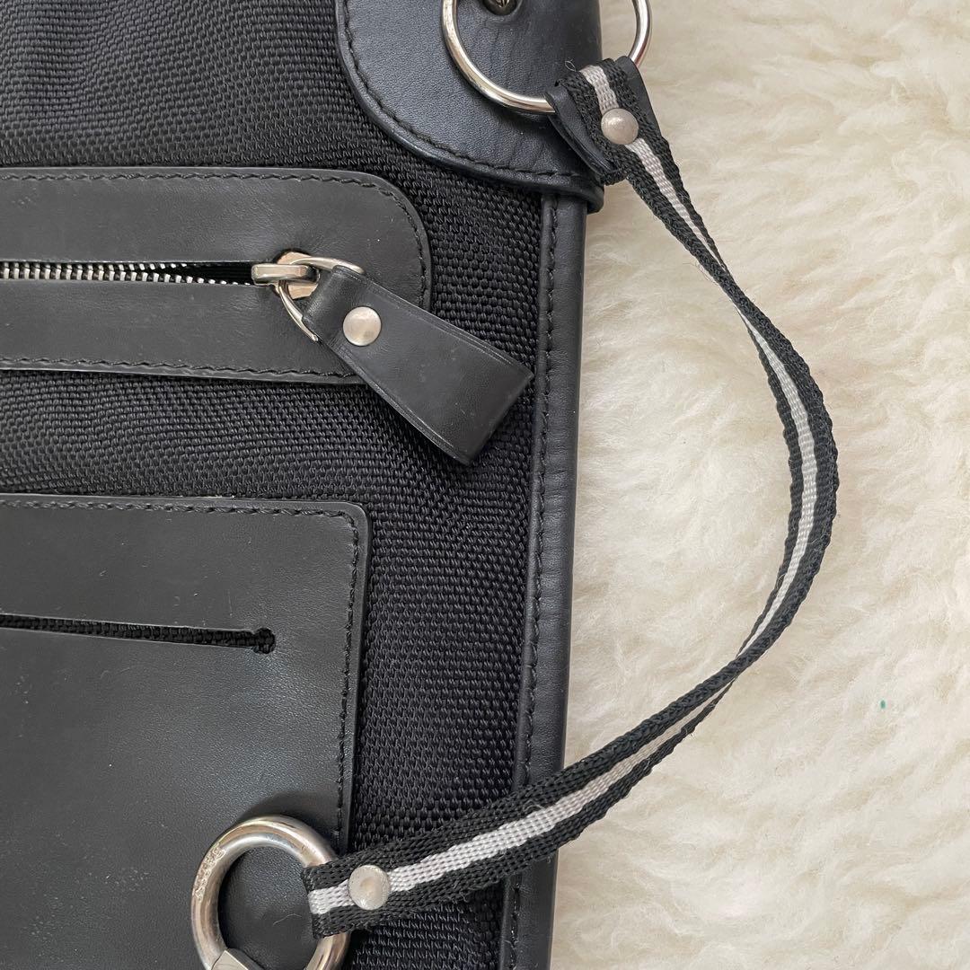 BALLY バリー ショルダーバッグ サコッシュ キャンバス×レザー ブラック