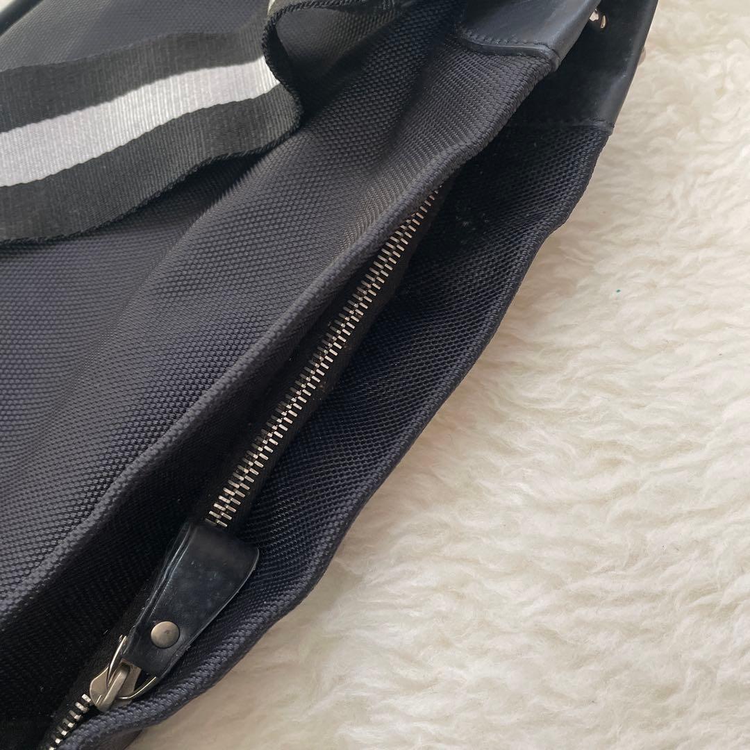 BALLY バリー ショルダーバッグ サコッシュ キャンバス×レザー ブラック