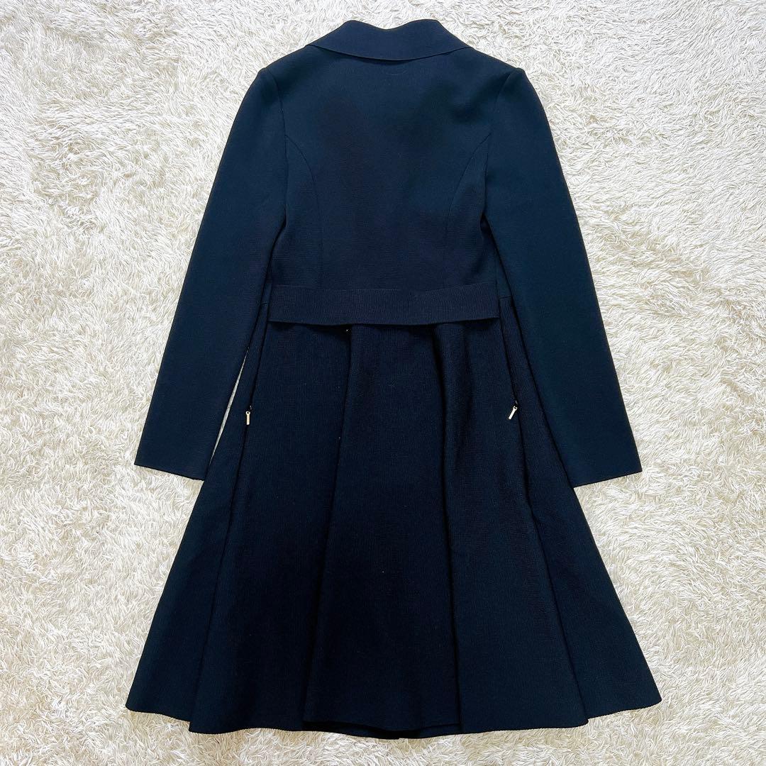 【美品】エポカ ミラノリブフレアニットコート ロングコートワンピース 黒 38