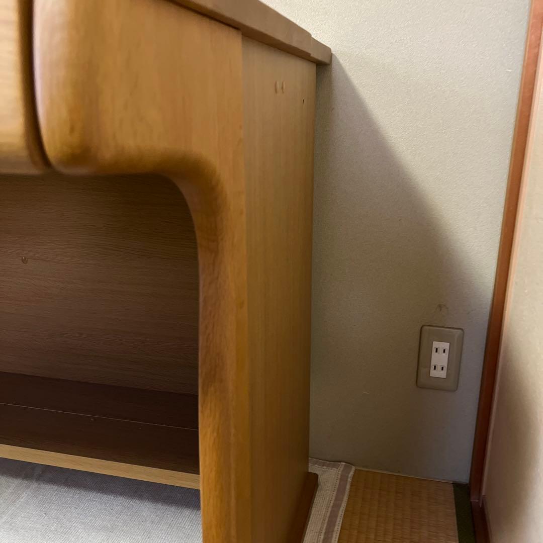 木製シンプルデスク 引き出し2つ　中古デスク、学習机　美品