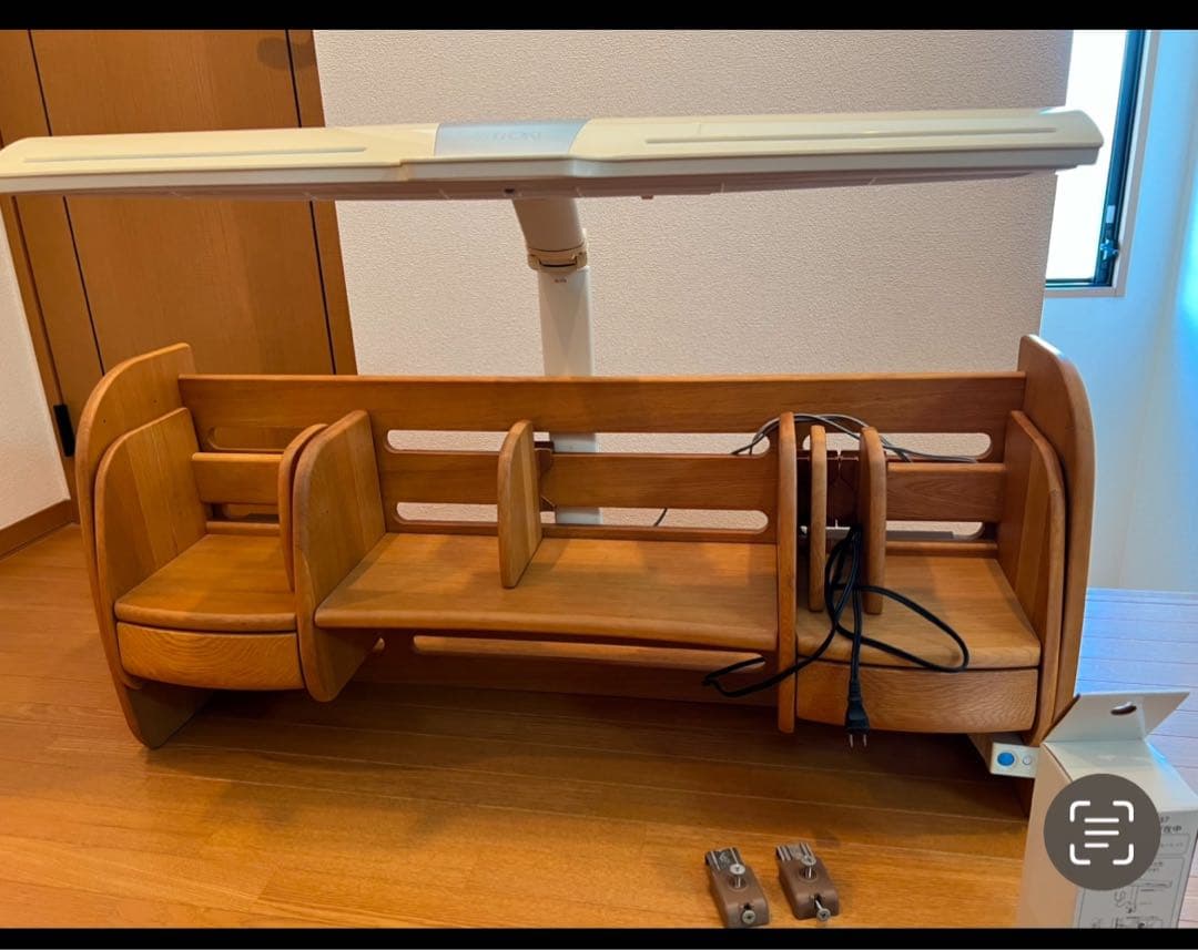 木製シンプルデスク 引き出し2つ　中古デスク、学習机　美品