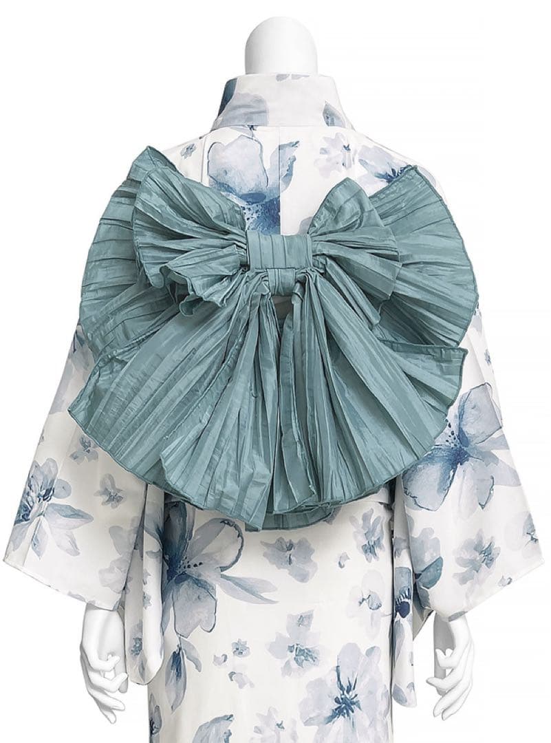 GRL 浴衣 青 水色 ブルー セパレート ラメシアー兵児帯 ゴールド