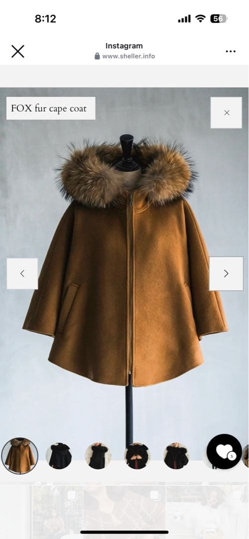 完売【sheller】FOX fur cape coat