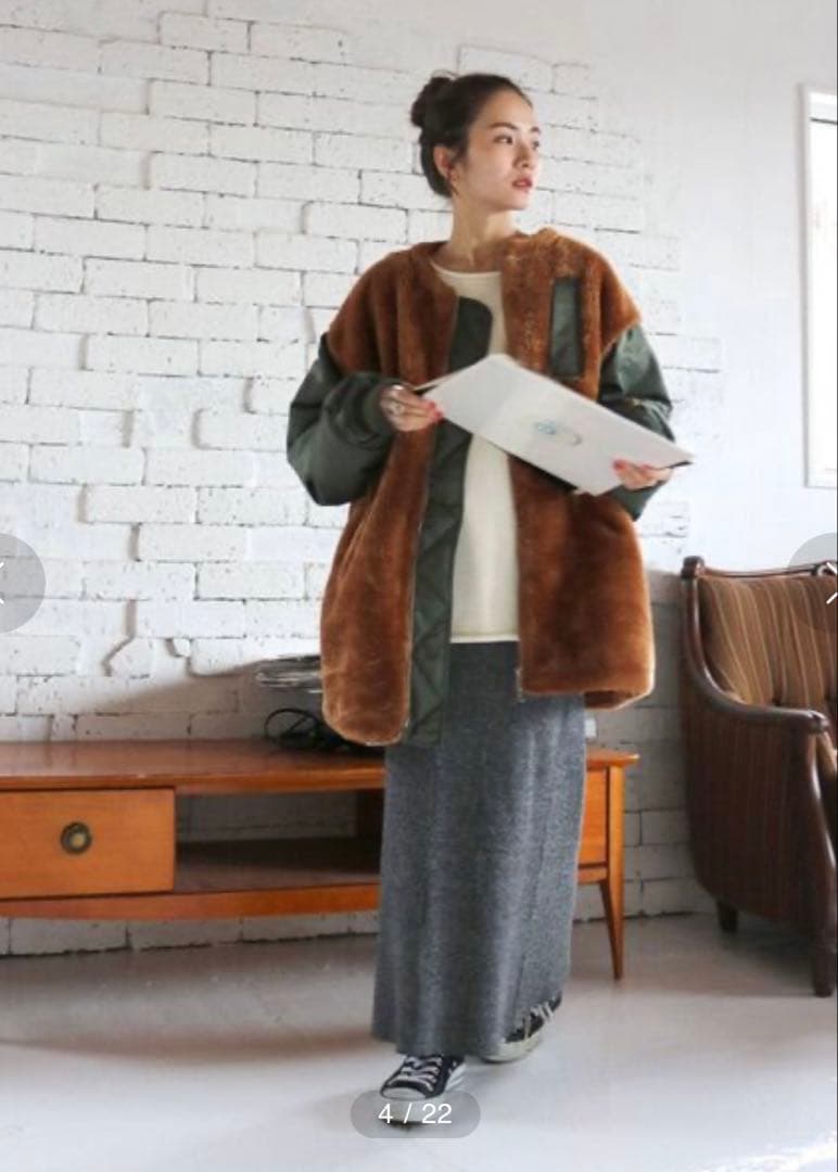 ボアコンビミリタリーブルゾン (ファーコート