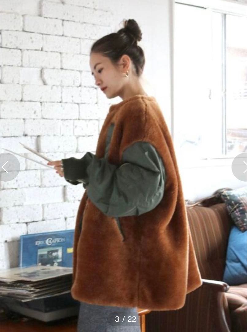 ボアコンビミリタリーブルゾン (ファーコート