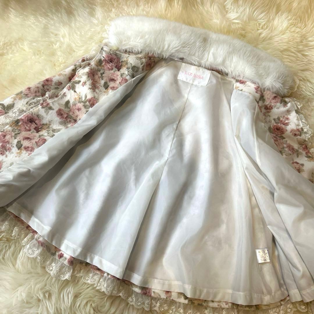 リズリサ　ポンチョ　LIZLISA ファー　花柄ポンチョ コート　レディース
