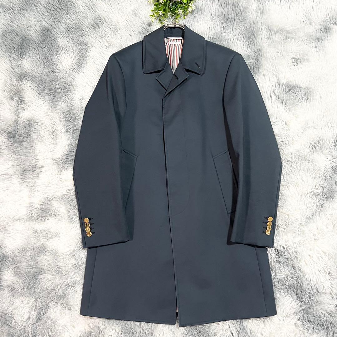極美品　トムブラウン　バルカラーコート　ネイビー　金ボタン　タグ付き