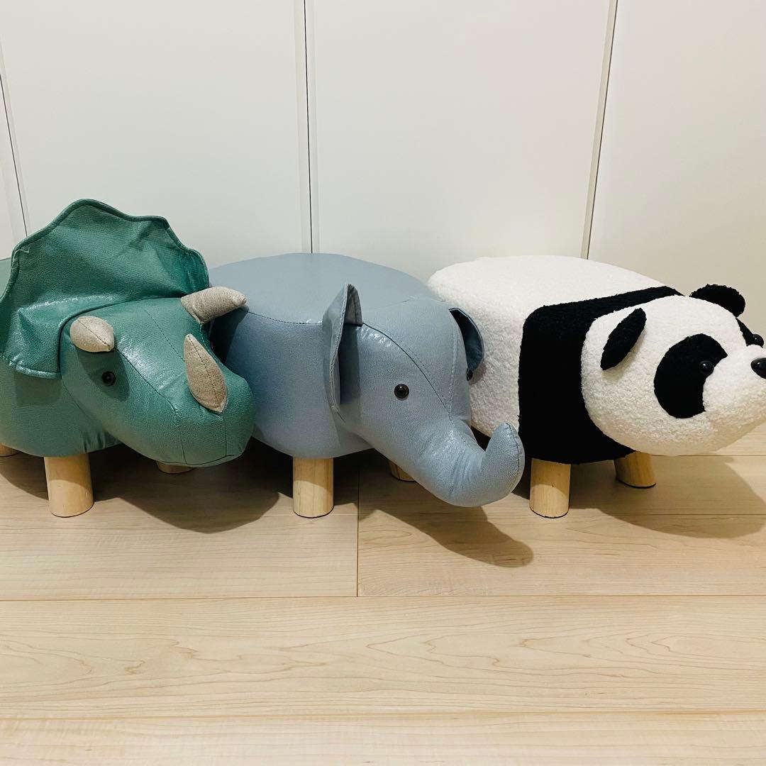 アニマルスツール パンダ ゾウ トリケラトプス 3点セット 動物スツール