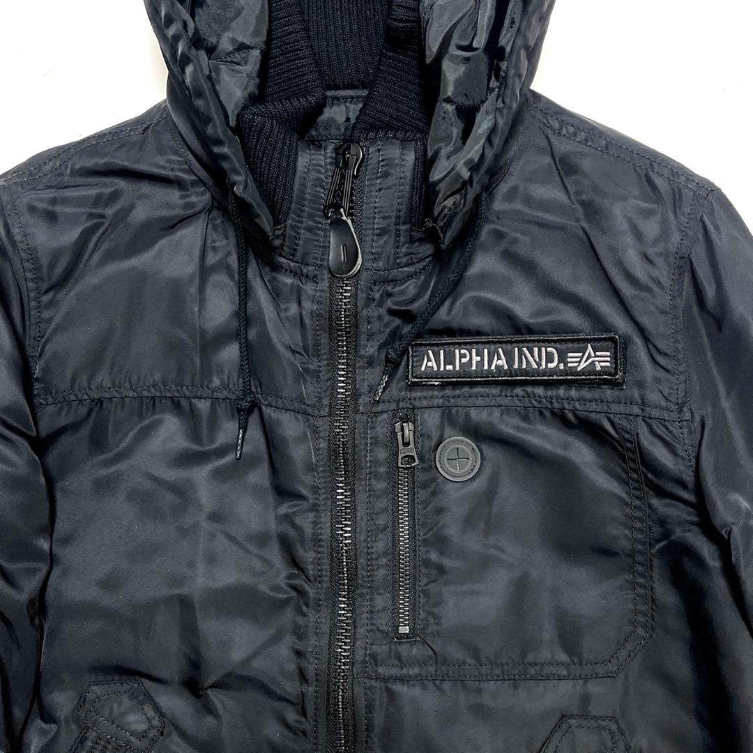 アルファインダストリーズ　MA-1 中綿ジャケット 黒 M フード 2way