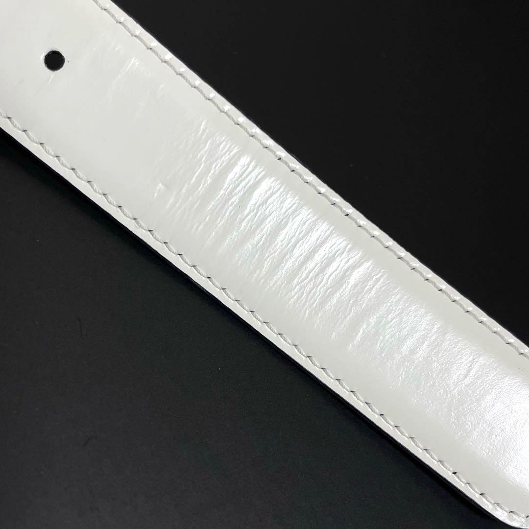 GUCCI 2way シルバーバックル ベルト ホワイト/ブラック