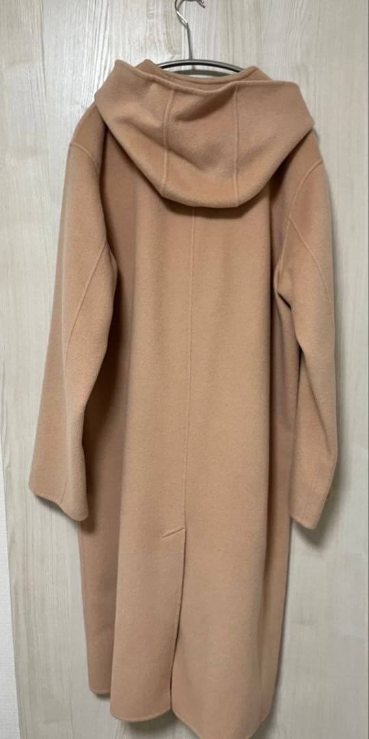 Spick and Spanピンク フード付きロングコート　ウール100%