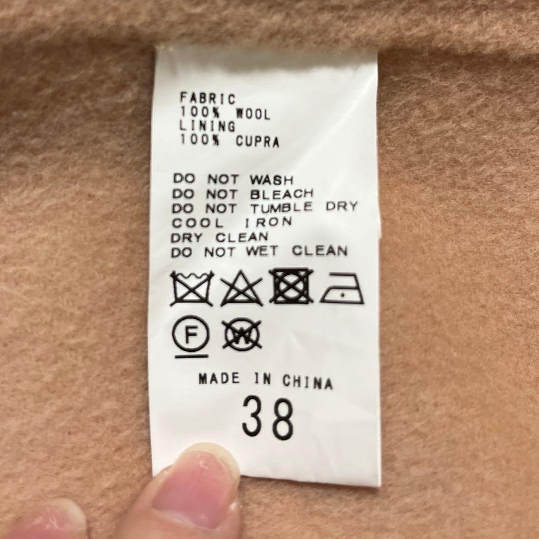 Spick and Spanピンク フード付きロングコート　ウール100%