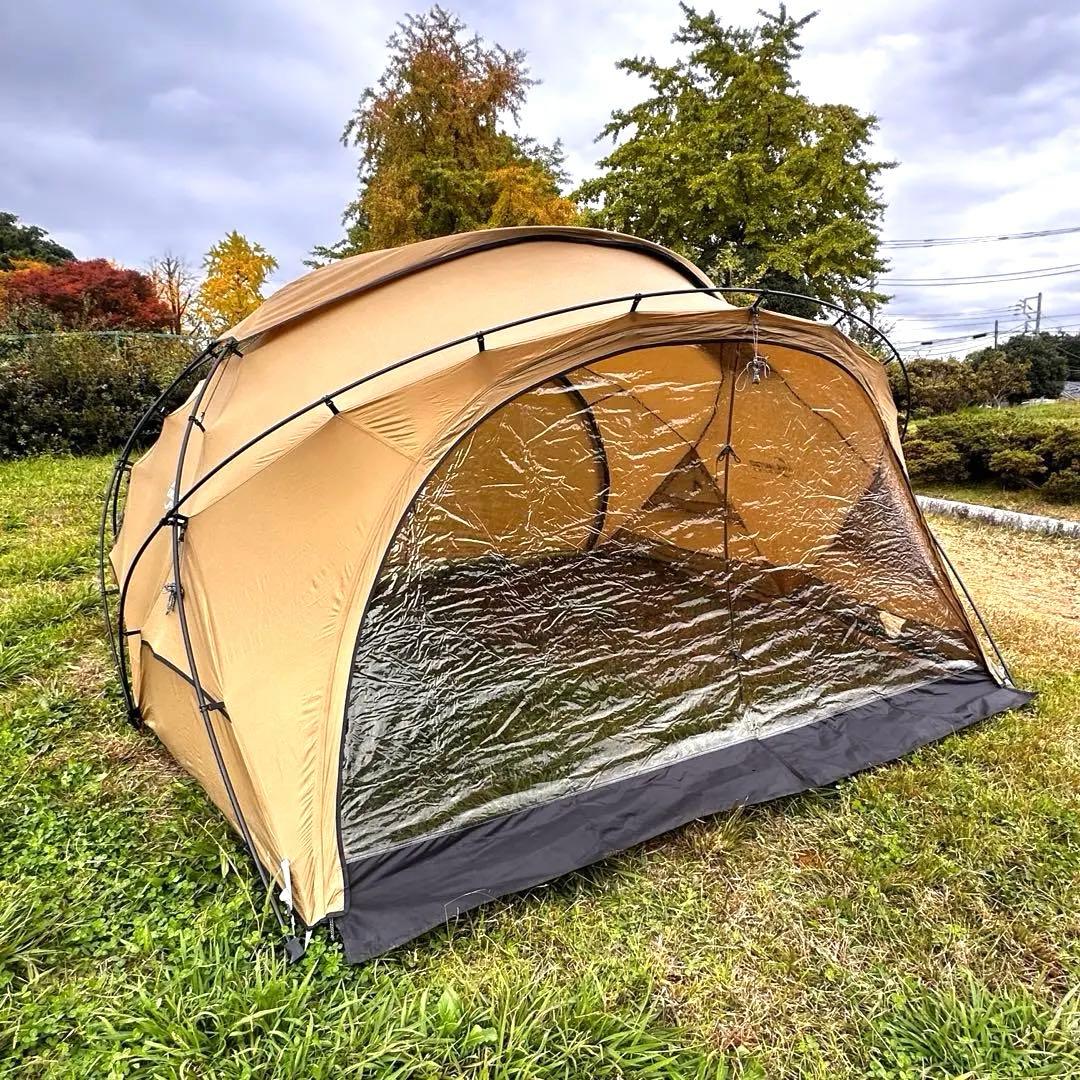 TPUドア付きドームシェルター テントDOKICAMP G2000カーキ(タン)