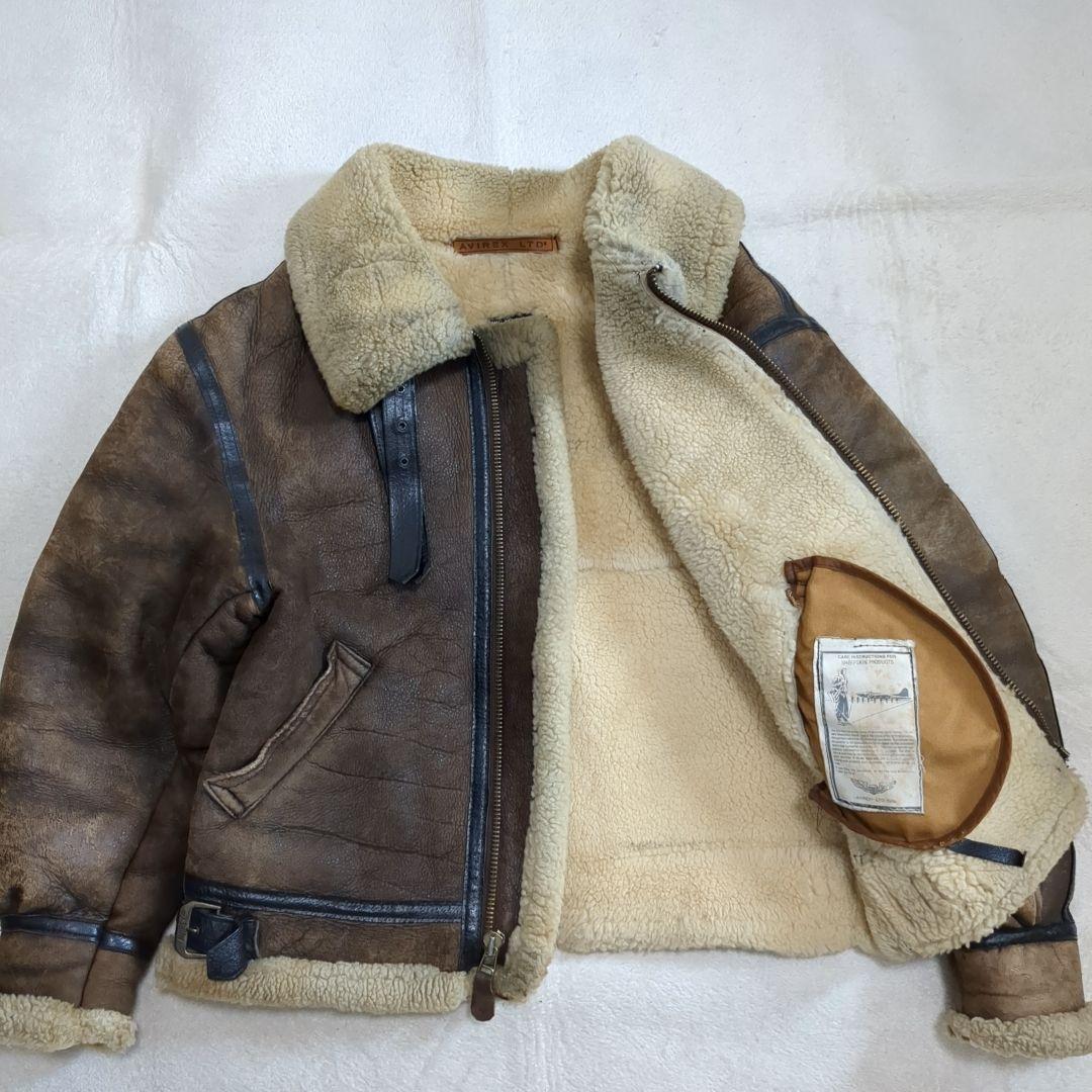 AVIREX B-3 フライトジャケット ムートン 羊革 ブラウン 38サイズ