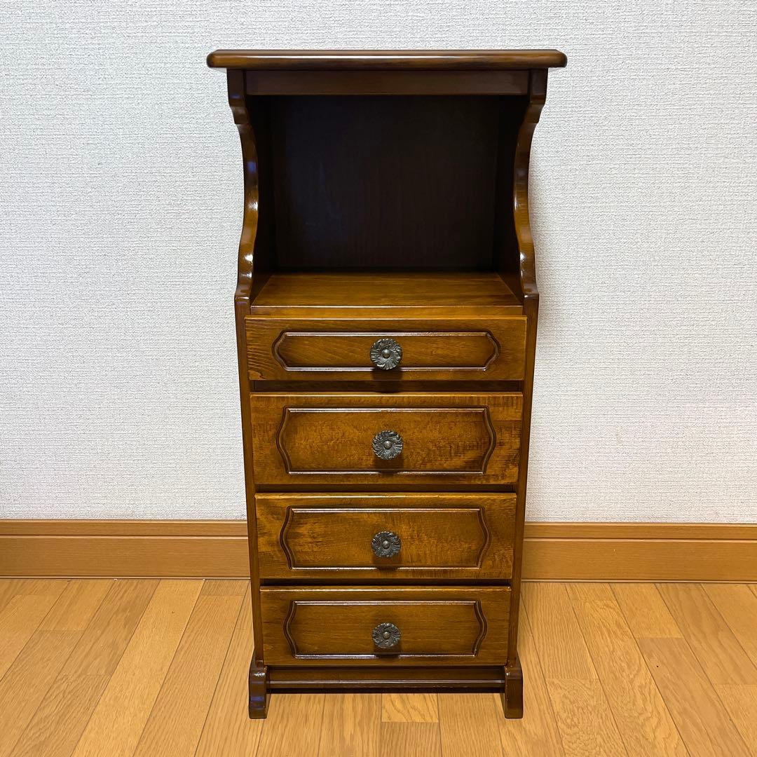 美品　カリモク家具 コロニアル 電話台 引き出し4段 ブナ材 カントリー調