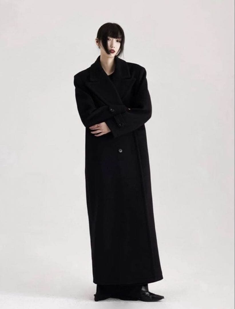 常に金欠高校生ダブルスーパーロングコート ブラック