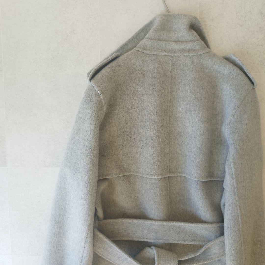 カシミヤブレンド Theory ダブルフェイストレンチコート ロングベルテッド