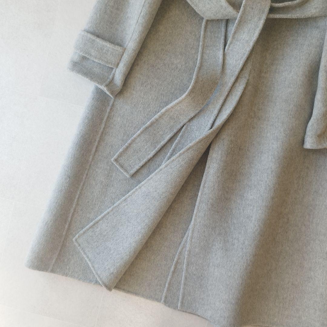 カシミヤブレンド Theory ダブルフェイストレンチコート ロングベルテッド