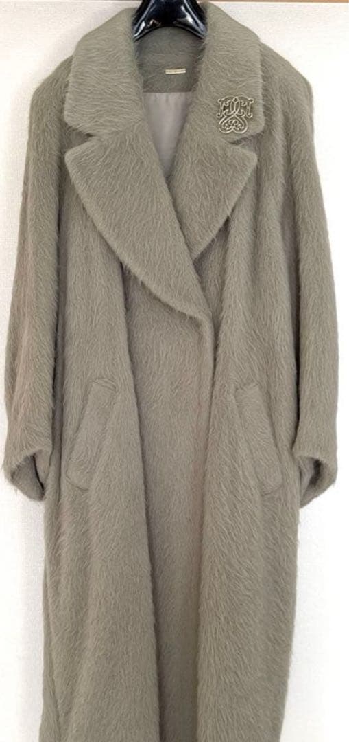 SNIDELシャギーロングコート　オリーブ　スナイデル