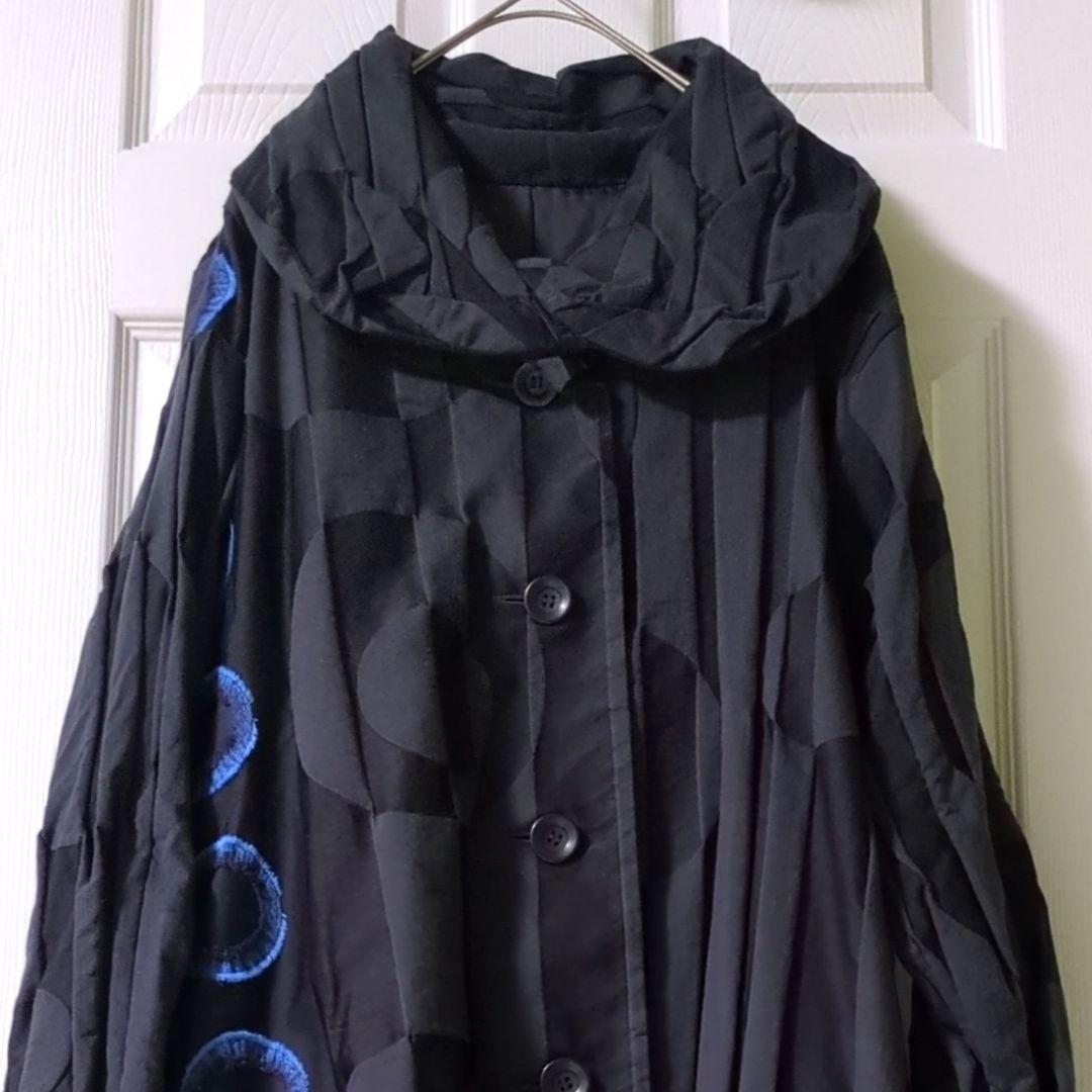 【専用】◎未使用　慈雨　センソユニコ　ロングコート　グレー✕黒　青系ドット