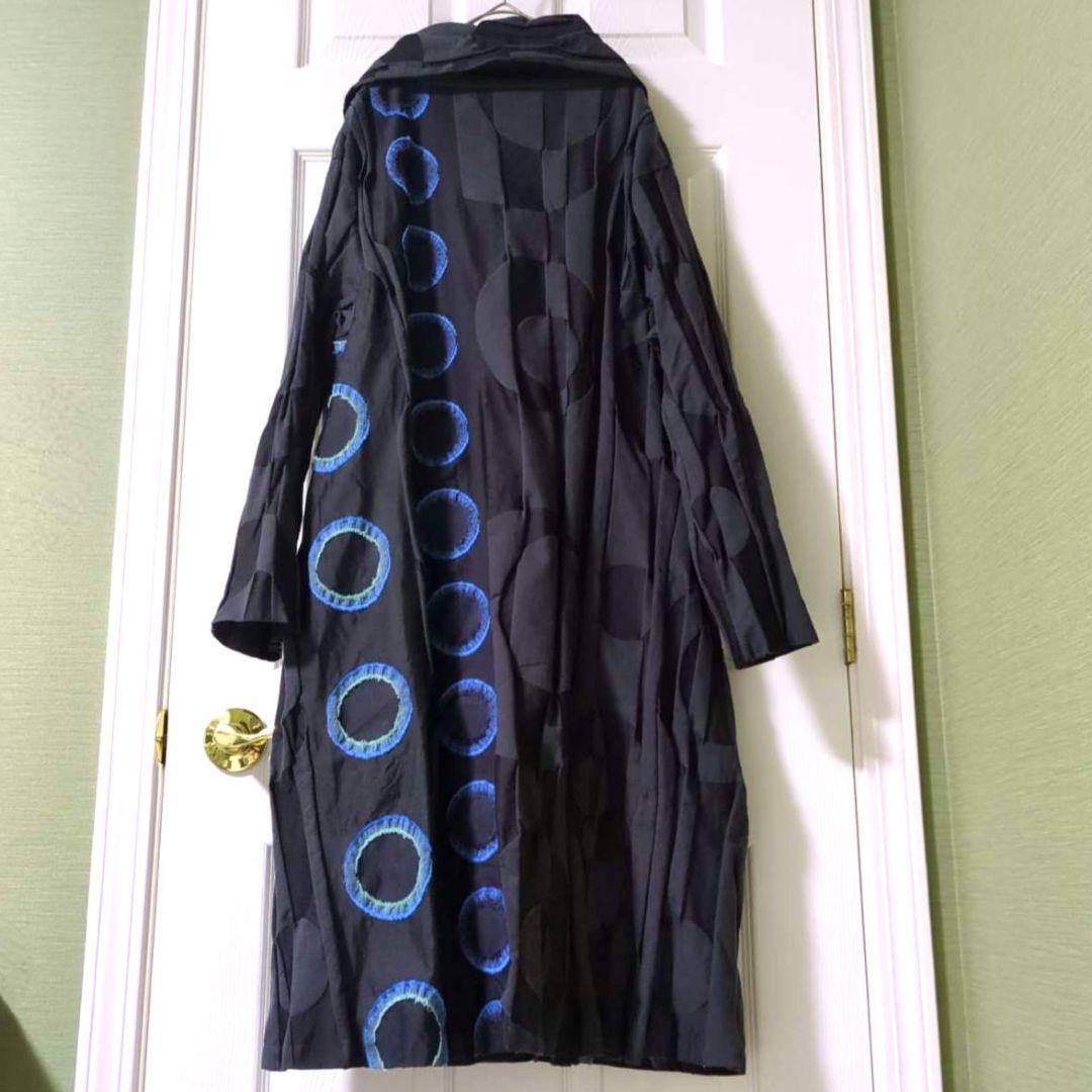 【専用】◎未使用　慈雨　センソユニコ　ロングコート　グレー✕黒　青系ドット