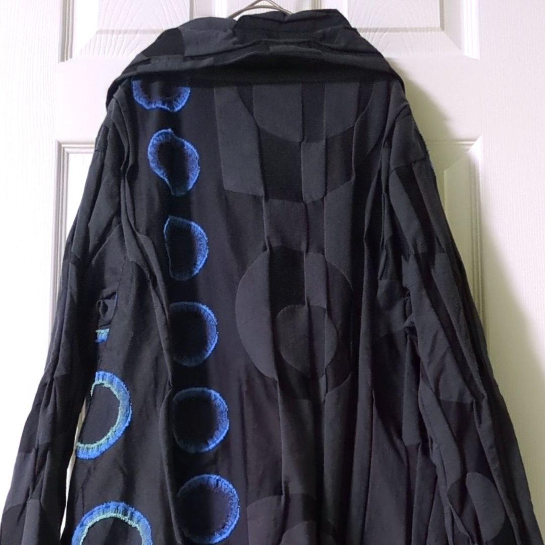 【専用】◎未使用　慈雨　センソユニコ　ロングコート　グレー✕黒　青系ドット
